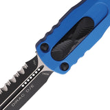 Microtech Automatic Dirac Knife OTF Blue Aluminum Serrated Double Edge Dagger Blade 2253BL