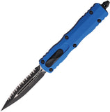 Microtech Automatic Dirac Knife OTF Blue Aluminum Serrated Double Edge Dagger Blade 2253BL