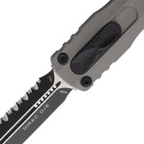 Microtech Automatic Dirac Knife OTF Natural Clear Gray Aluminum Serrated Double Edge Dagger Blade 2253NC
