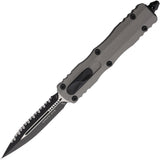 Microtech Automatic Dirac Knife OTF Natural Clear Gray Aluminum Serrated Double Edge Dagger Blade 2253NC