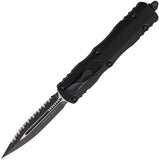 Microtech Automatic Dirac Knife OTF Black Aluminum Serrated Double Edge Dagger Blade 2253T