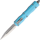 Microtech Automatic Dirac Knife OTF Turquoise Aluminum Serrated Double Edge Dagger Blade 2256TQ