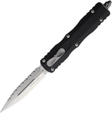 Microtech Automatic Dirac Knife OTF Black Aluminum Serrated Double Edge Dagger Blade 2256