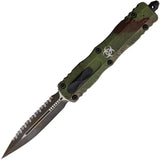 Microtech Auto Dirac Delta OTF Knife Outbreak Green Aluminum Serrated Double Edge Dagger Blade 2273OBDS