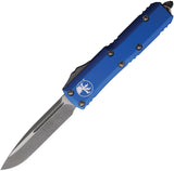 Microtech Automatic UTX-85 OTF Knife Blue Aluminum Apocalyptic Drop Pt Blade 23110APBL