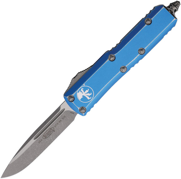 Microtech Automatic UTX-85 OTF Knife Distressed Blue Aluminum Apocalyptic Blade 23110DBL