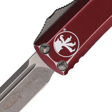 Microtech Automatic UTX-85 OTF Knife Distressed Merlot Red Aluminum Apocalyptic Blade 23110DMR