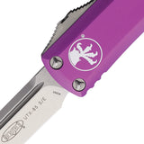 Microtech Automatic UTX-85 OTF Knife Violet Aluminum Stonewash Drop Point Blade 23110VI