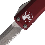 Microtech Automatic UTX-85 OTF Knife Merlot Red Aluminum Apocalyptic Serrated Blade 23111APMR