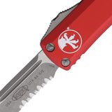 Microtech Automatic UTX-85 OTF Knife Red Aluminum Apocalyptic Serrated Drop Pt Blade 23111APRD