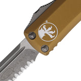 Microtech Automatic UTX-85 OTF Knife Tan Aluminum Apocalyptic Serrated Blade 23111APTA