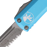 Microtech Automatic UTX-85 OTF Knife Turquoise Aluminum Apocalyptic Serrated Blade 23111APTQ