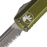 Microtech Automatic UTX-85 OTF Knife Distressed OD Green Aluminum Apocalyptic Serrated Blade 23111DOD