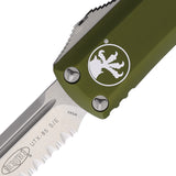 Microtech Automatic UTX-85 OTF Knife OD Green Aluminum Partially Serrated Drop Pt Blade 23111OD