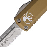 Microtech Automatic UTX-85 OTF Knife Tan Aluminum Partially Serrated Drop Pt Blade 23111TA