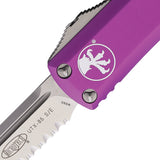 Microtech Automatic UTX-85 OTF Knife Violet Aluminum Partially Serrated Drop Point Blade 23111VI