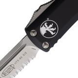 Microtech Automatic UTX-85 OTF Knife Black Aluminum Partially Serrated Drop Pt Blade 23111