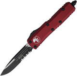 Microtech Automatic UTX-85 OTF Knife Merlot Red Aluminum Two-Tone Serrated Blade 2312MR