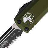 Microtech Automatic UTX-85 OTF Knife OD Green Aluminum Partially Serrated Drop Pt Blade 2312OD