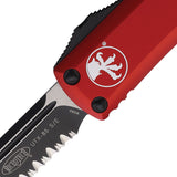 Microtech Automatic UTX-85 OTF Knife Red Aluminum Two-Tone Serrated Drop Pt Blade 2312RD