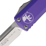 Microtech Automatic UTX-85 OTF Knife Purple Aluminum Satin Drop Point Blade 2314PU