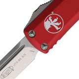 Microtech Automatic UTX-85 OTF Knife Red Aluminum Satin Drop Pt Blade 2314RD