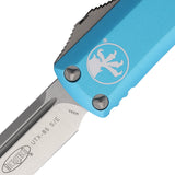 Microtech Automatic UTX-85 OTF Knife Turquoise Aluminum Drop Pt Blade 2314TQ