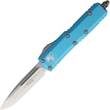 Microtech Automatic UTX-85 OTF Knife Turquoise Aluminum Drop Pt Blade 2314TQ