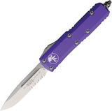 Microtech Automatic UTX-85 OTF Knife Purple Aluminum Partially Serrated Drop Pt Blade 2315PU