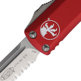 Microtech Automatic UTX-85 OTF Knife Red Aluminum Partially Serrated Drop Pt Blade 2315RD