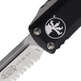 Microtech Automatic UTX-85 OTF Knife Black Aluminum Satin Partially Serrated Drop Pt Blade 2315