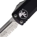 Microtech Automatic UTX-85 OTF Knife Black Aluminum Satin Partially Serrated Drop Pt Blade 2315