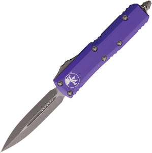 Microtech Automatic UTX-85 OTF Knife Purple Aluminum Apocalyptic Dagger Blade 23210APPU