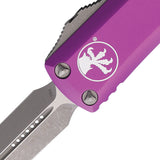 Microtech Automatic UTX-85 OTF Knife Violet Aluminum Apocalyptic Double Edge Blade 23210APVI