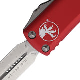 Microtech Automatic UTX-85 OTF Knife Red Aluminum Stonewash Double Edge Blade 23210RD