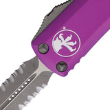 Microtech Automatic UTX-85 OTF Knife Violet Aluminum Apocalyptic Serrated Blade 23211APVI