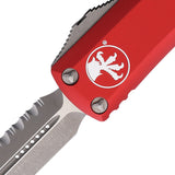 Microtech Automatic UTX-85 OTF Knife Red Aluminum Apocalyptic Serrated Blade 23212APRD