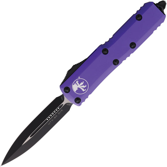 Microtech Automatic UTX-85 OTF Knife Purple Aluminum Two-Tone Double Edge Blade 2321PU