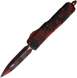 Microtech Automatic Signature Series UTX-85 OTF Knife Red Camo Aluminum Dagger Blade 2321RCS