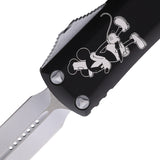 Microtech Automatic UTX-85 Steamboat Willie OTF Knife Black Aluminum Double Edge Blade 2321SB
