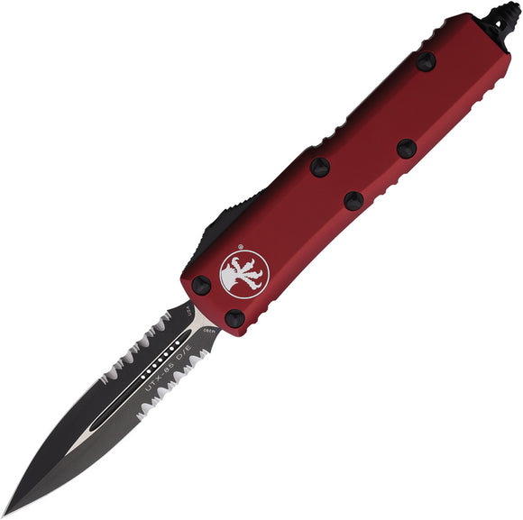 Microtech Automatic UTX-85 OTF Knife Merlot Red Aluminum Serrated Double Edge Blade 2322MR