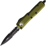 Microtech Automatic UTX-85 OTF Knife OD Green Aluminum Serrated Double Edge Blade 2322OD