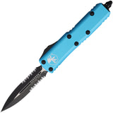 Microtech Automatic UTX-85 OTF Knife Turquoise Aluminum Serrated Double Edge Blade 2322TQ