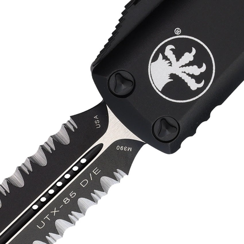 Microtech Automatic UTX-85 OTF Knife Black Aluminum Serrated Double Ed ...