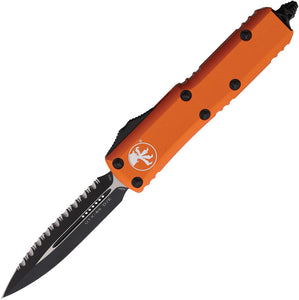 Microtech Automatic UTX-85 OTF Knife Orange Aluminum Two-Tone Serrated Double Edge Blade 2323OR