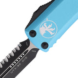 Microtech Automatic UTX-85 OTF Knife Turquoise Aluminum Double Edge Serrated Blade 2323TQ