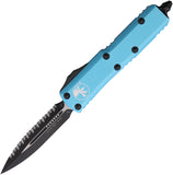 Microtech Automatic UTX-85 OTF Knife Turquoise Aluminum Double Edge Serrated Blade 2323TQ