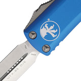 Microtech Automatic UTX-85 OTF Knife Blue Aluminum Satin Double Edge Blade 2324BL