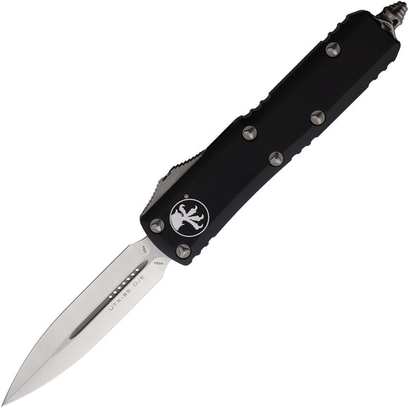 Microtech Automatic UTX-85 OTF Knife Black Aluminum Satin Double Edge Blade 2324