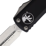 Microtech Automatic UTX-85 OTF Knife Black Aluminum Satin Double Edge Blade 2324